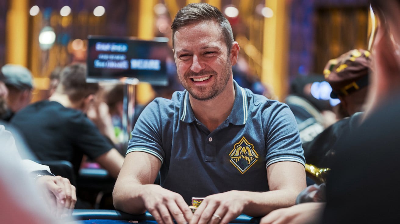 Poker igra? se smeje dok u?estvuje u turniru.