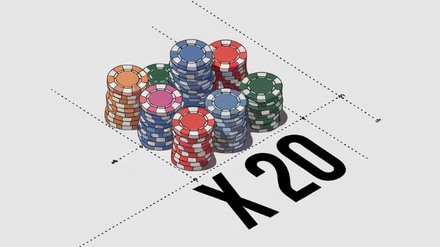 Ilustrovani prikaz dve gomile žetona: jedna velika, jedna mala, ukazuju?i na short-stack pristup u pokeru