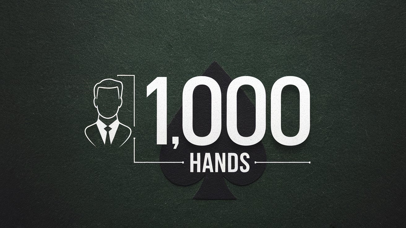 Grafika sa tekstom „1,000 hands“ i simbolom pika na zelenoj pozadini.