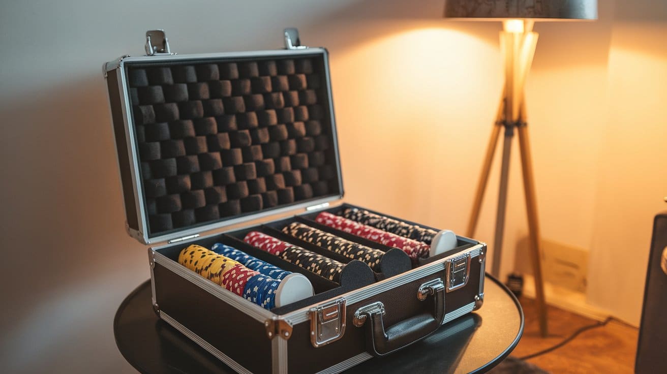 Profesionalni set poker žetona u aluminijumskom koferu.