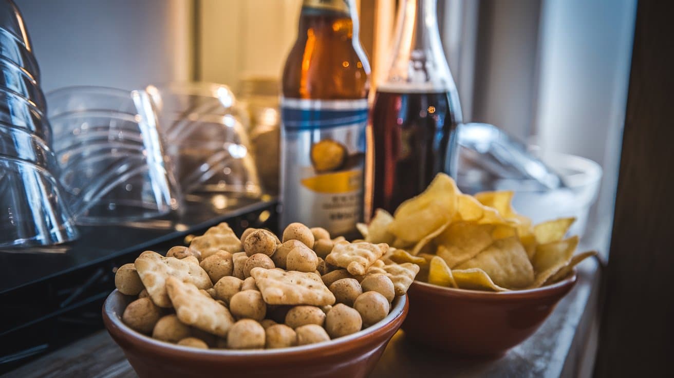 Grickalice, ?ips i pi?e pripremljeni za poker ve?e sa društvom.