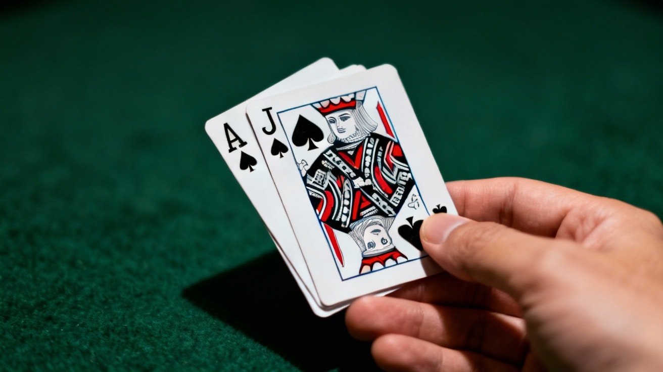 Igrač drži dve karte — as pik i žandar pik, snažan početni par u Texas Hold’em pokeru