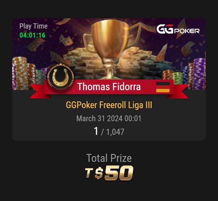 Sieger Spieltag 16 Thomas Fidorra - GGPoker