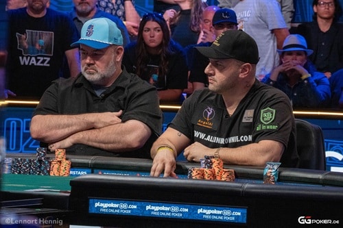 John Wasnock (li.) und Michael Mizrachi. WSOP Main Event Tag 9