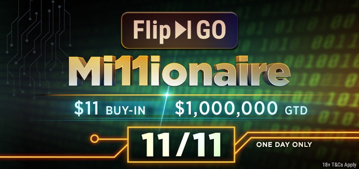 Mängi osa $1,000,000-st 11. novembril GGPokeri Flip &amp; Go Millionaire turniiril