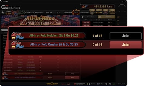 all in or fold sit & go
