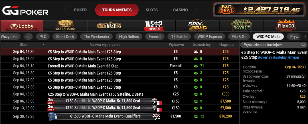 satelity wsop circuit malta 
