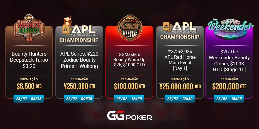 Torneios da GGPoker para jogar no fim de semana