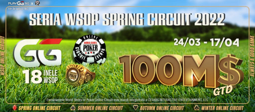 Rețeaua GG anunță WSOP Spring Online Circuit cu $100M garantat